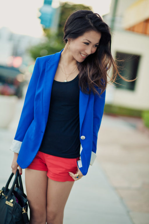 Summer Colors :: Blue blazer & Orange shorts - Wendy's Lookbook