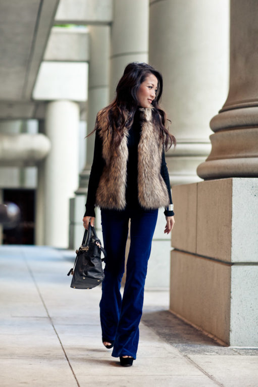 Velvet Crush :: Lush Pants & Faux Fur Vest - Wendy's Lookbook