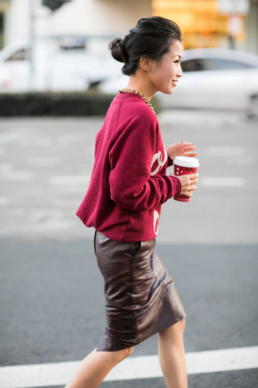 Oh My :: Comfy sweater & Burgundy leather - Wendy's Lookbook