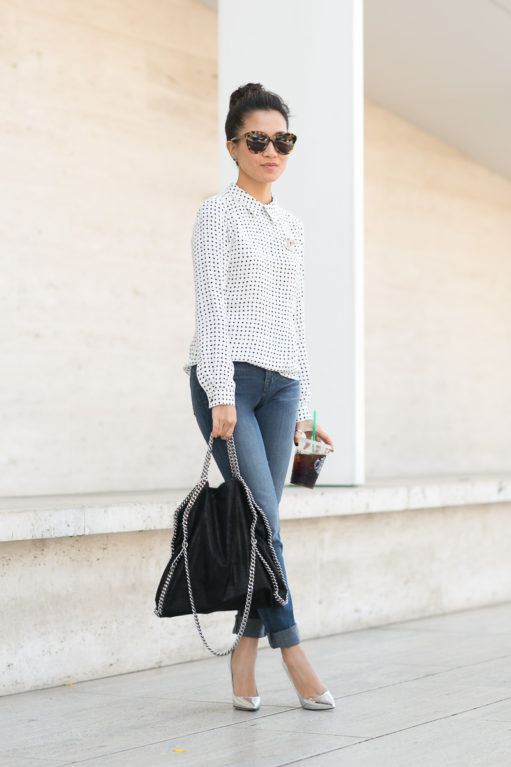 Casual Dots :: Silk blouse & Silver details - Wendy's Lookbook