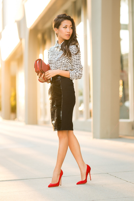 Lover :: Hearts blouse & Patent pencil skirt | Wendy's Lookbook ...