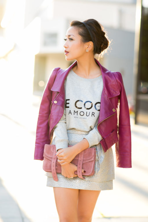 Silver Sun :: Metallic layered skirt & Raspberry details - Wendy's Lookbook