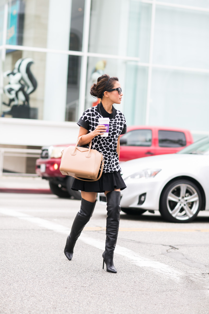cow print over the knee boots
