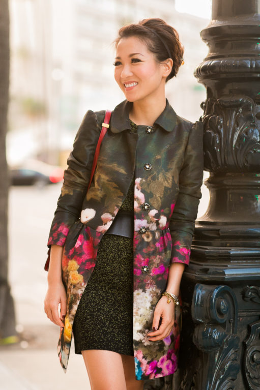 Holiday Bloom :: Floral jacket & Green spotted dress - Wendy's Lookbook