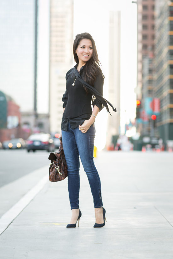 Casual Corset :: Silk blouse & Denim pumps - Wendy's Lookbook