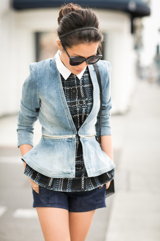 Layers of Blue :: Denim jacket & Dark blue shorts - Wendy's Lookbook