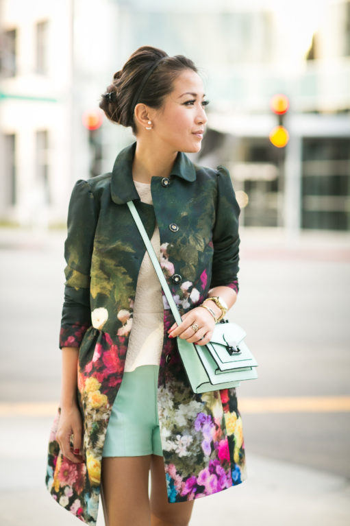 Spring Love :: Floral jacket & Mint mini bag - Wendy's Lookbook