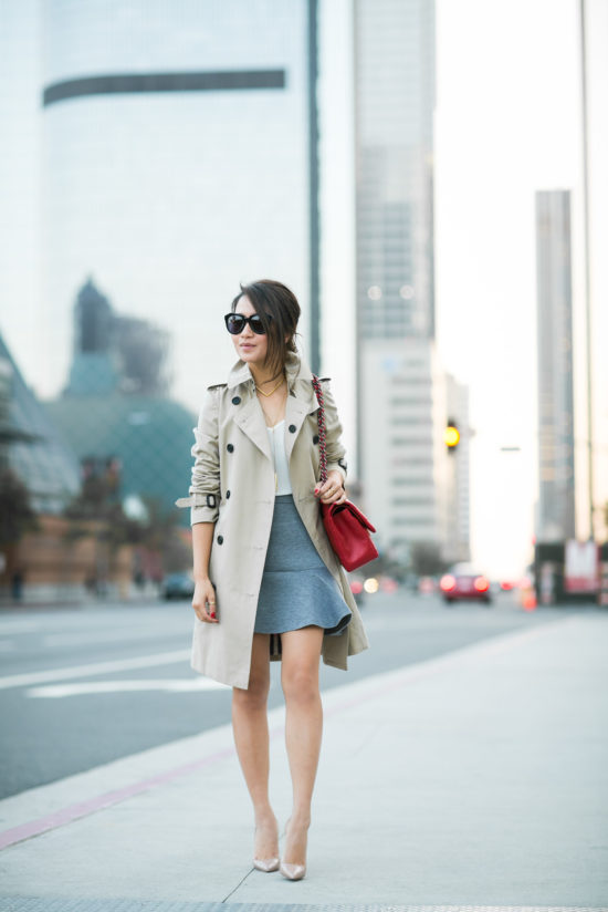Simple Autumn Trench Coat Flute, Trench Coat With Flared Skirt