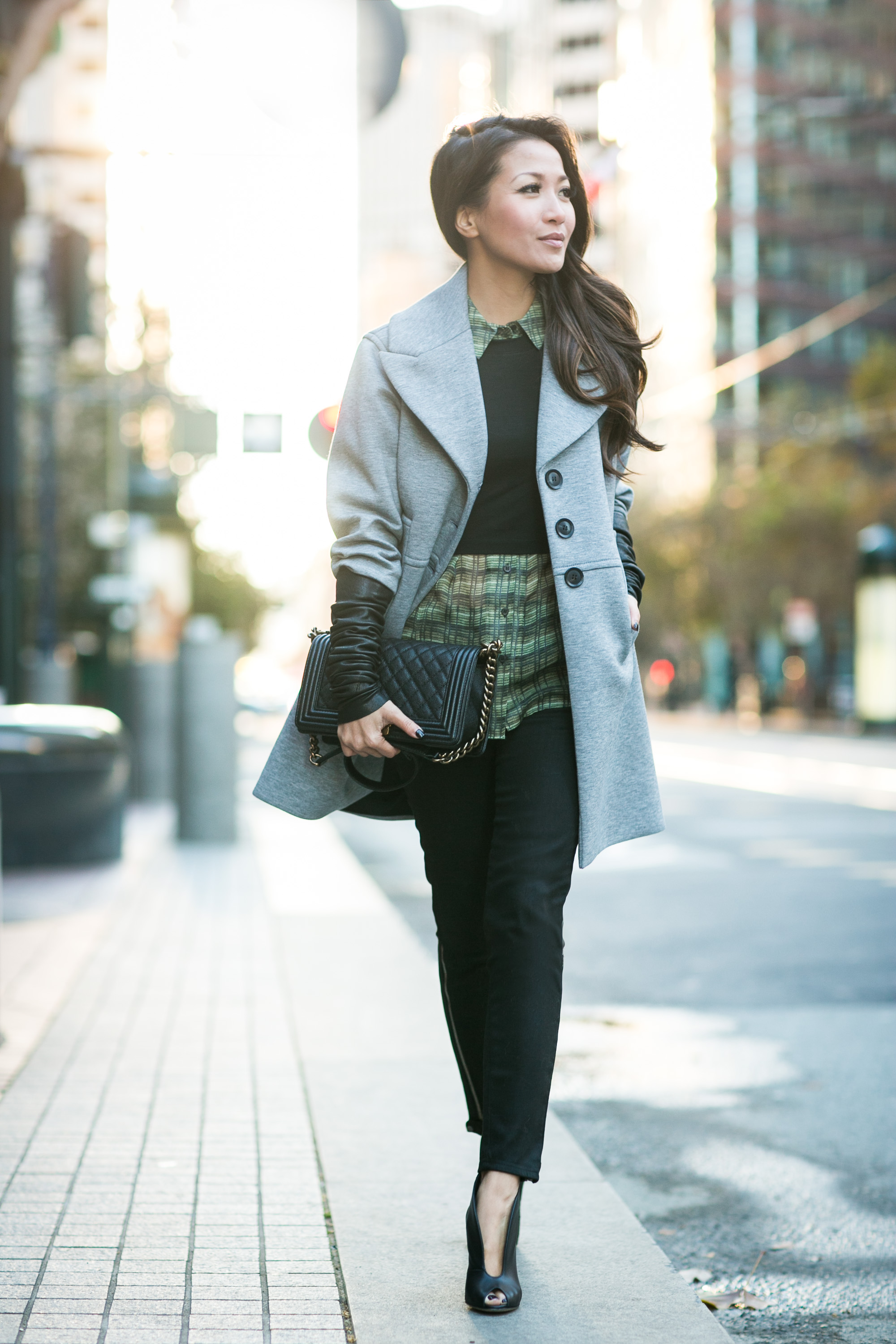 San Francisco Knit coat & Leather sleeves Wendy's Lookbook