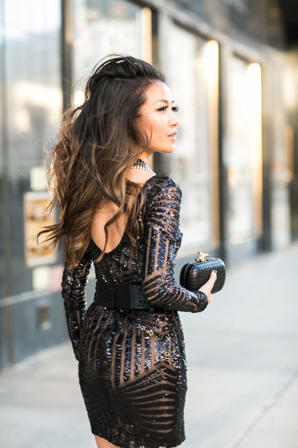 sequin dress with ankle boots