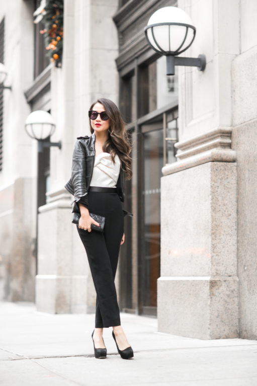 New York Moment :: Bow jumpsuit & Cropped jacket - Wendy's Lookbook
