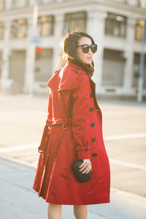 Happy New Year :: Red trench & Brocade skirt - Wendy's Lookbook
