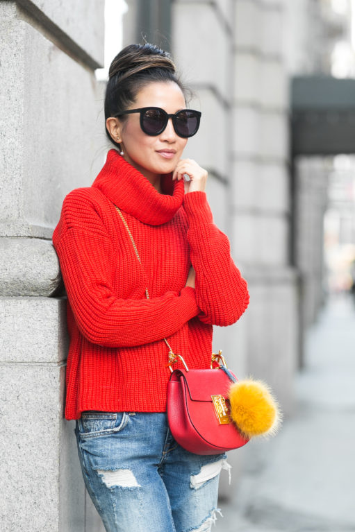 Friday Boyfriend :: Red sweater & Distressed jeans - Wendy's Lookbook