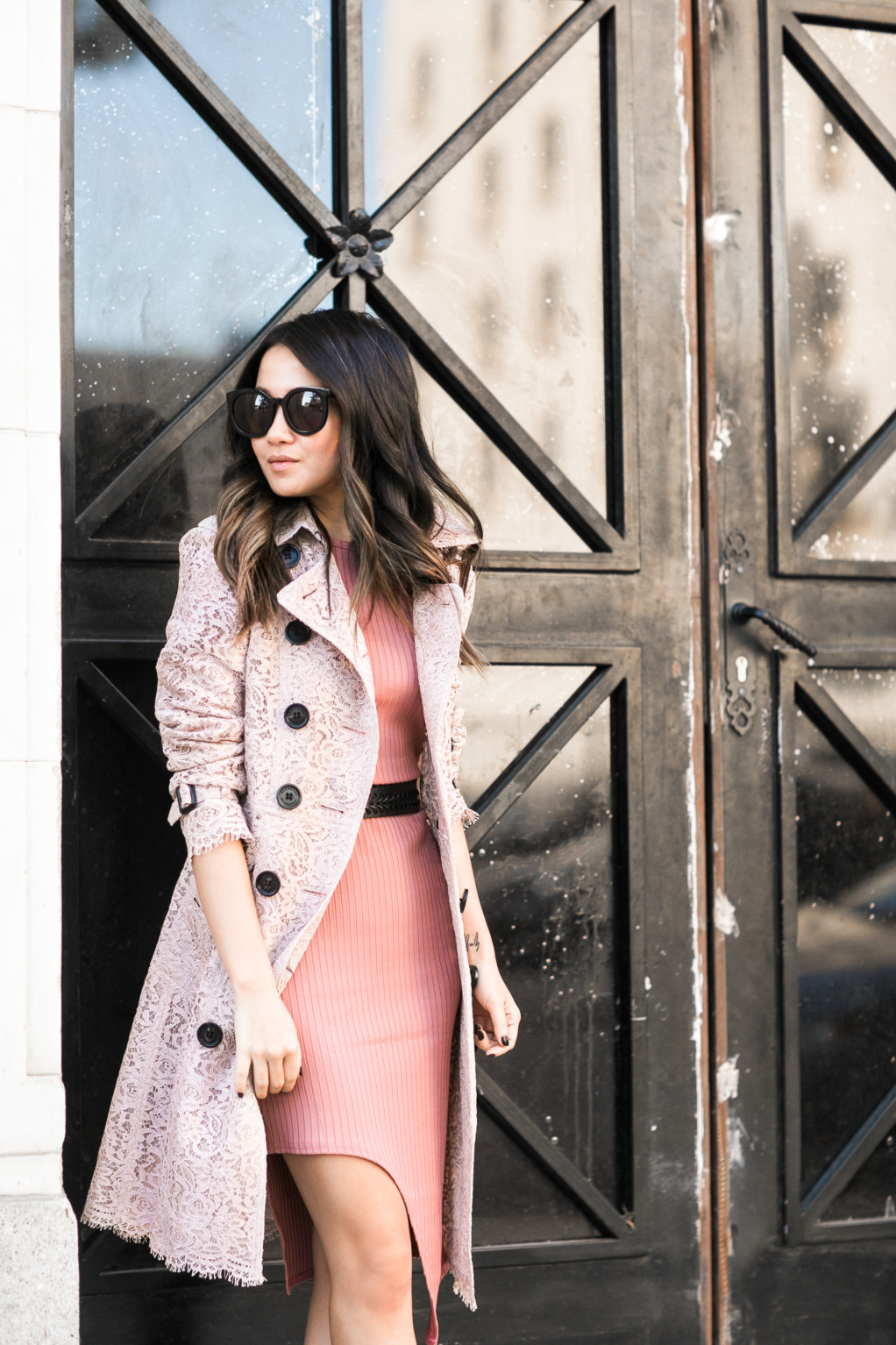 Spring Rose Lace trench Knit dress Wendy s Lookbook