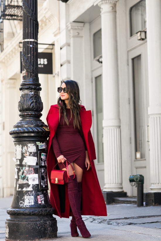 wine red coat