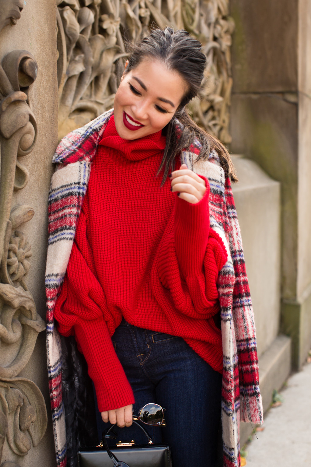 NYC :: Autumn coat \u0026 Red sweater 
