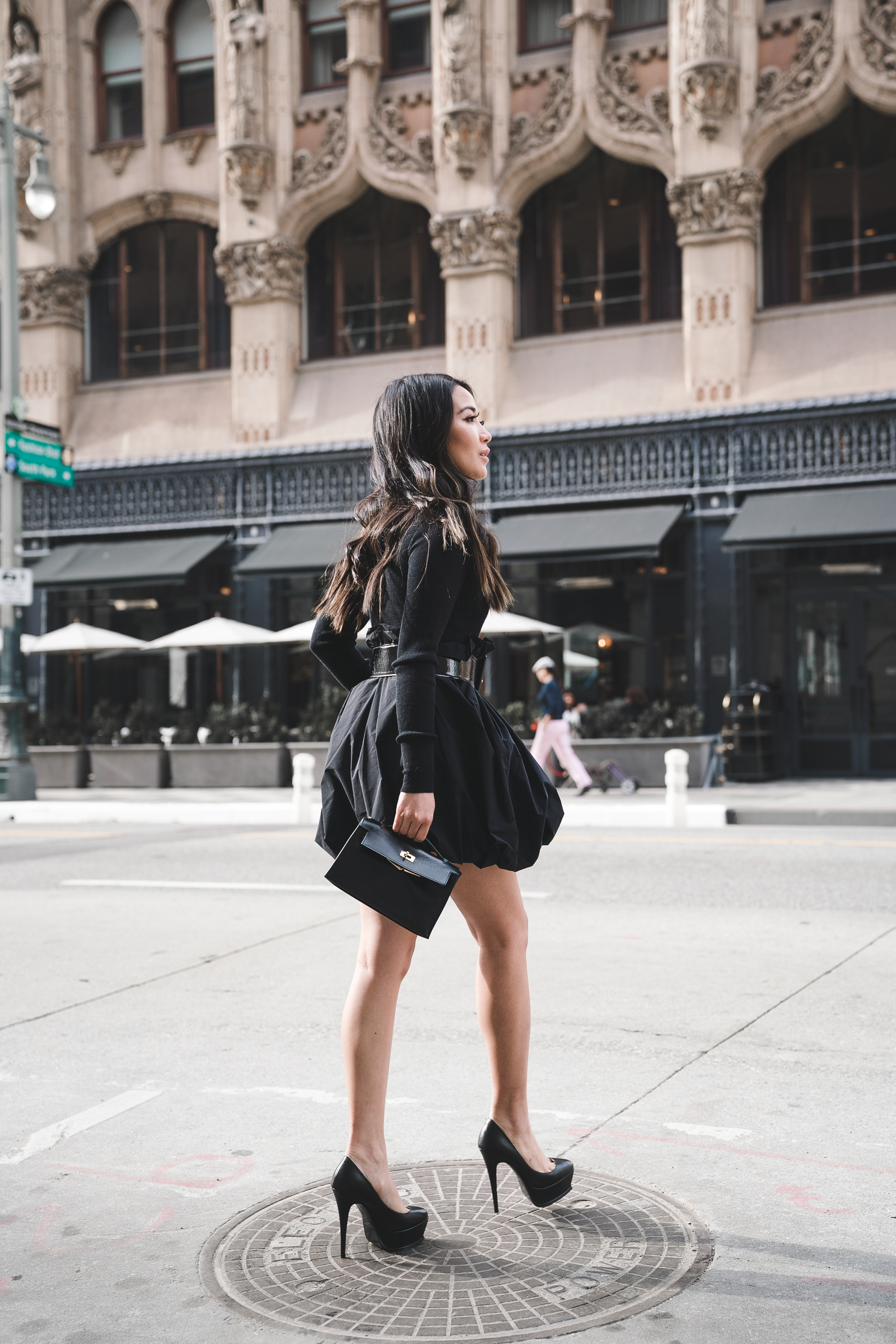 NYC in LA :: Balloon skirt & Hermes Kelly Pochette - Wendy's Lookbook