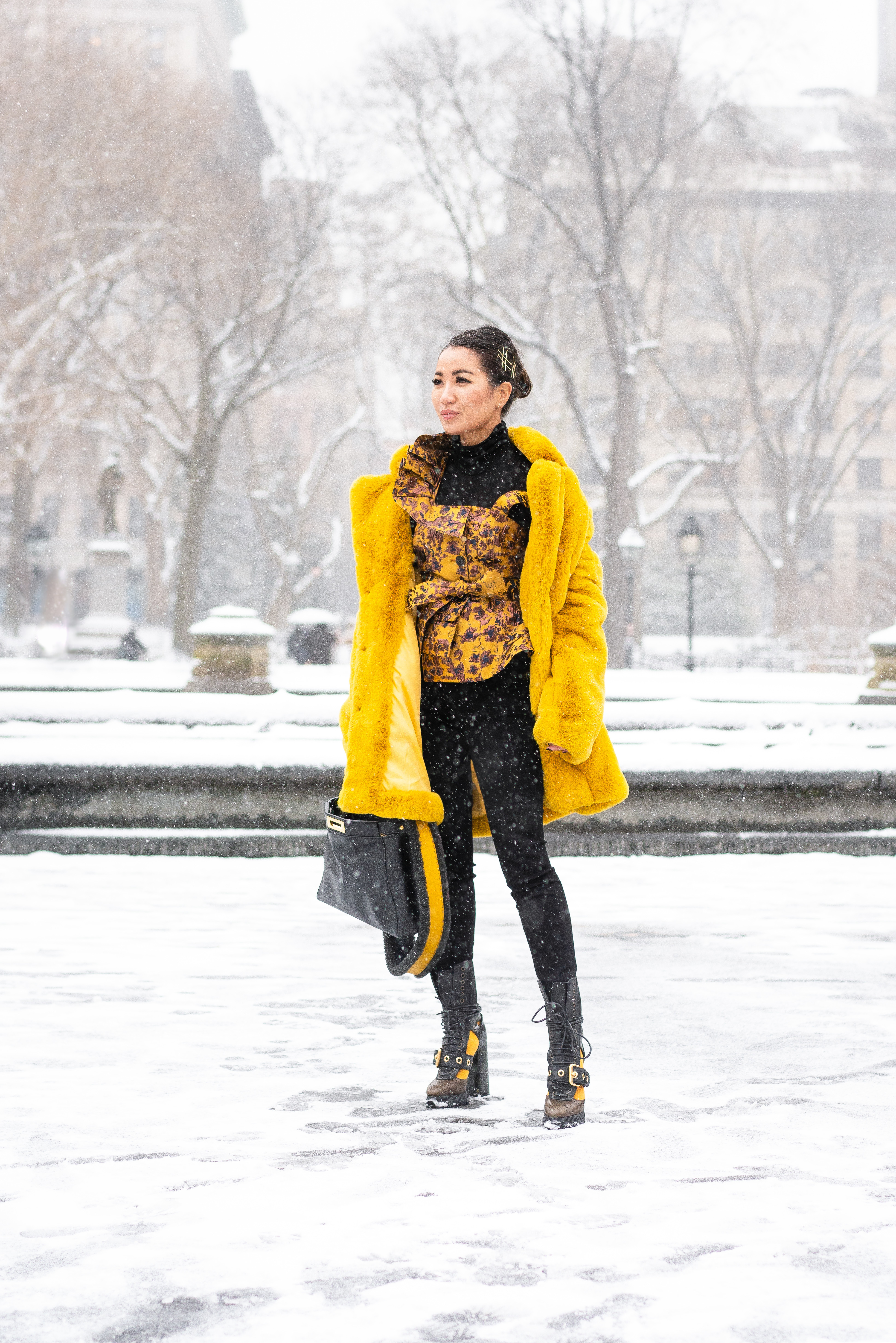 yellow winter outfit